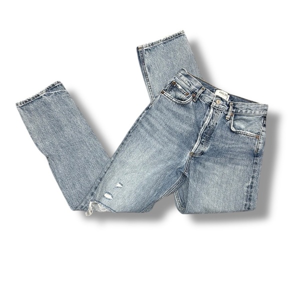 AGOLDE Jeans Womens Size 25 90's Pinch Distressed Blown Out Knee High Rise Denim - Picture 1 of 7